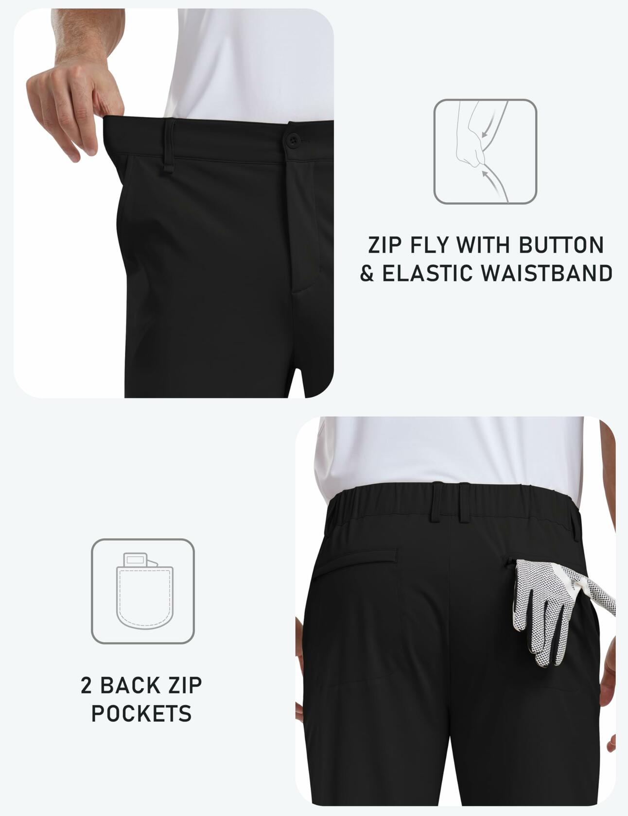 MoFiz Men's Golf Pants Stretch Slim Fit Lightweight Comfy Light Khaki Size 38