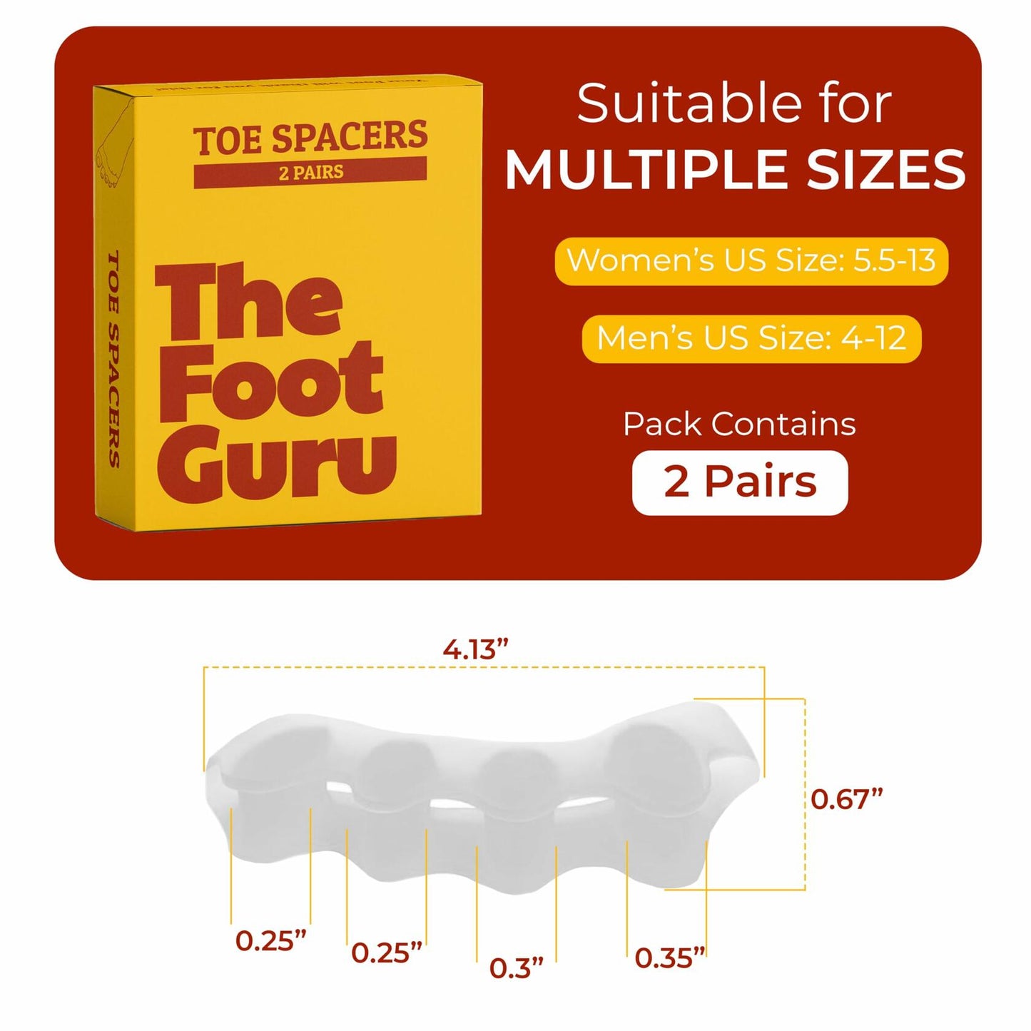 Kubbar Orthopedic Toe Spacers Bunion Corrector Hammer Toe Straightener 2 Pairs