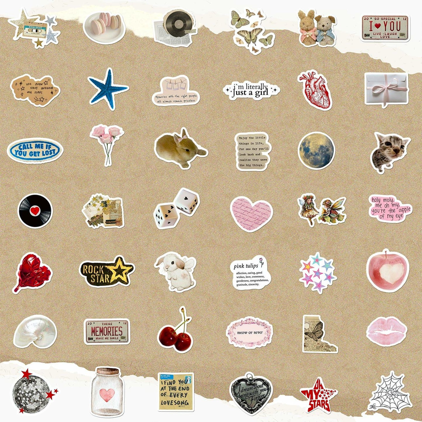 Scrapbook Stickers Vinyl Waterproof 100 PCS Multi-use Colorful Decals