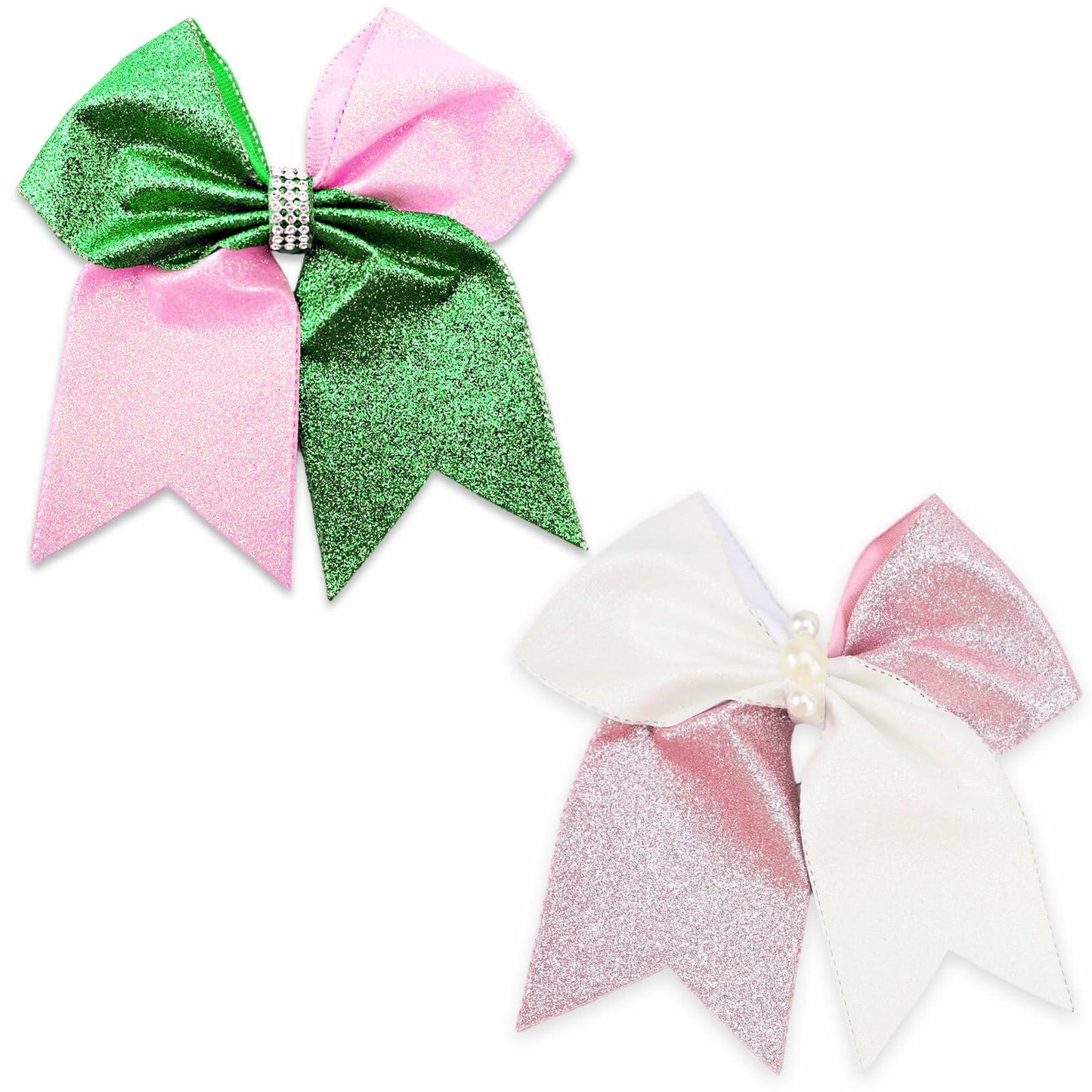 Tiltol 2 PCS Enchanted Witch Hair Bow Clips Pink Green & Pink White