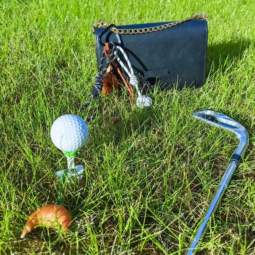 ZWOOGYM Handwoven Knot Charm Golf Club Bag Accessory Black White Green Brown