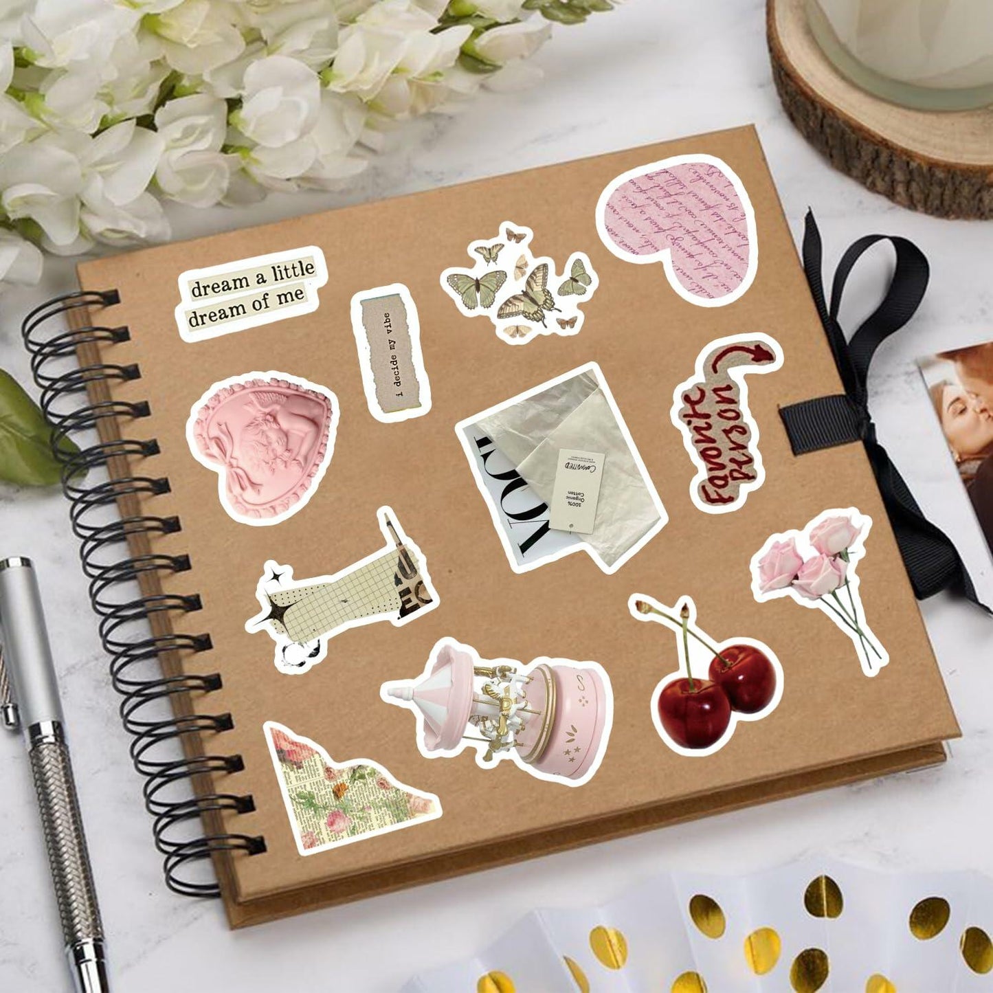 Scrapbook Stickers Vinyl Waterproof 100 PCS Multi-use Colorful Decals