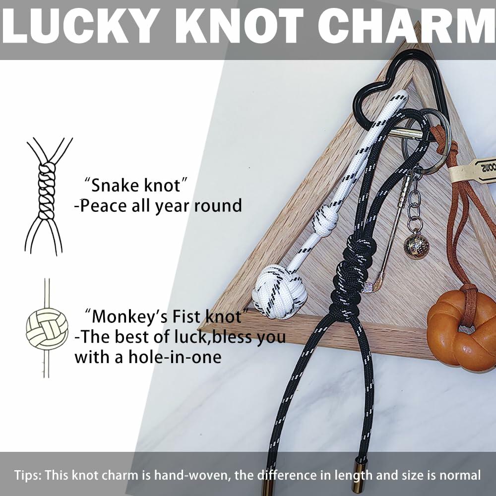 ZWOOGYM Handwoven Knot Charm Golf Club Bag Accessory Black White Green Brown