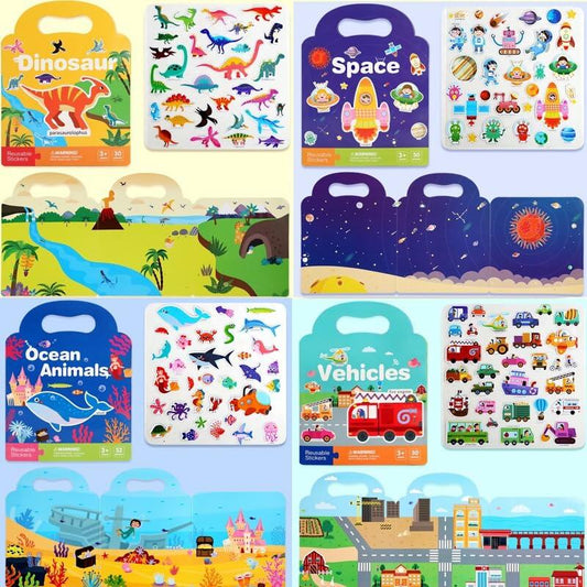 Generic 4 Pack Reusable Sticker Books 120+ Puffy Stickers Multicolor