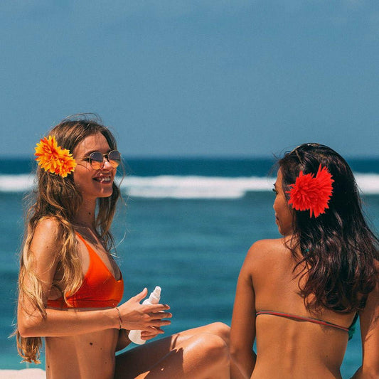 Haomye Dahlia Flower Hairpins Red Orange 2PCS Hawaiian Wedding Style