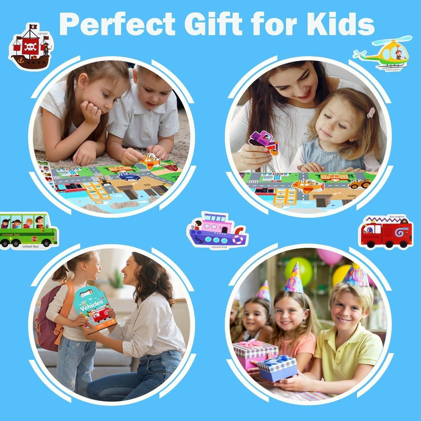 Generic 4 Pack Reusable Sticker Books 120+ Puffy Stickers Multicolor