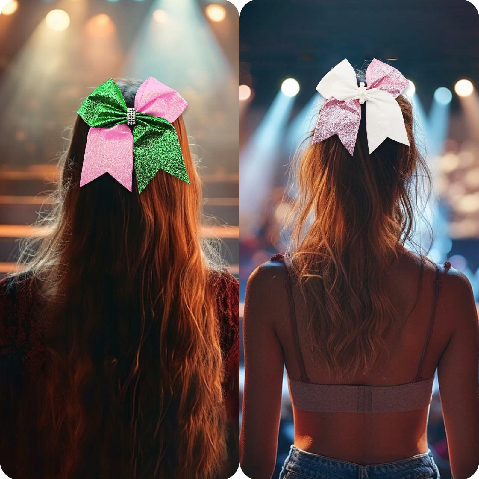 Tiltol 2 PCS Enchanted Witch Hair Bow Clips Pink Green & Pink White