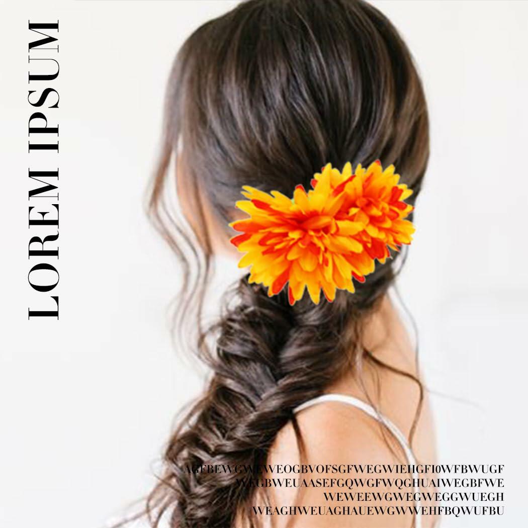 Haomye Dahlia Flower Hairpins Red Orange 2PCS Hawaiian Wedding Style