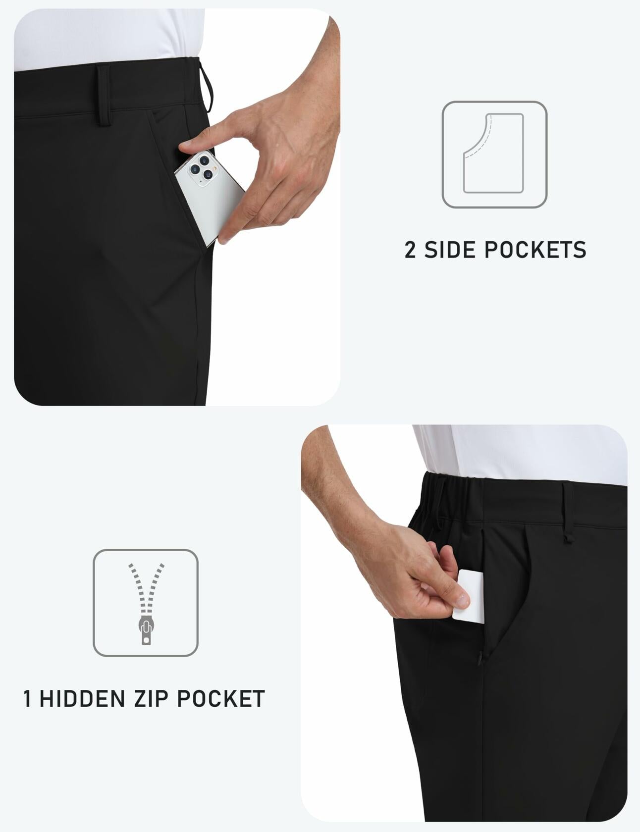 MoFiz Men's Golf Pants Stretch Slim Fit Lightweight Comfy Light Khaki Size 38