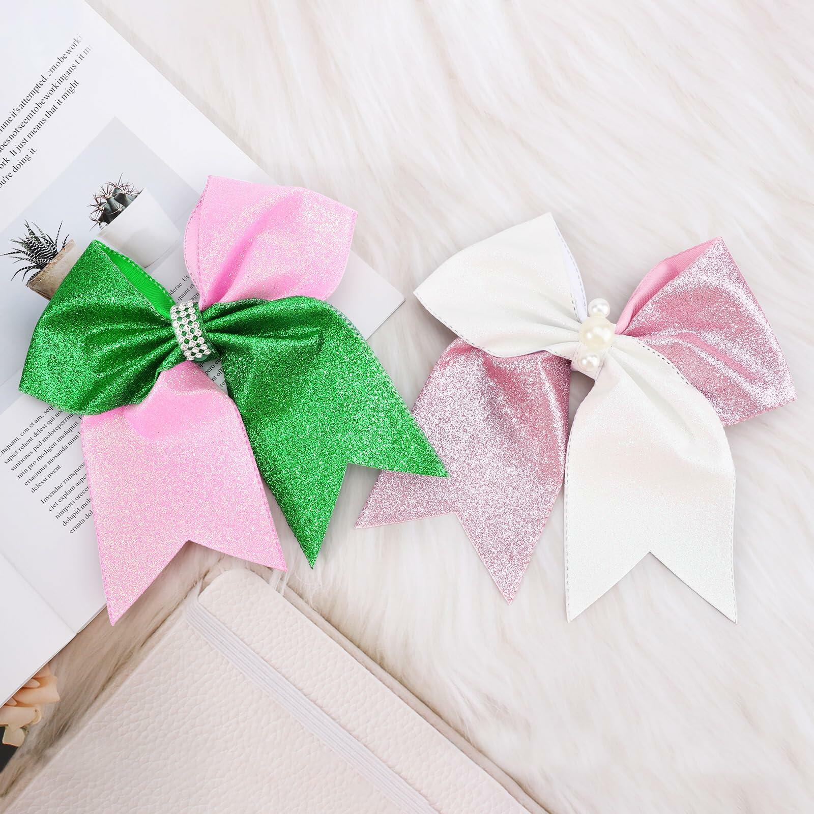 Tiltol 2 PCS Enchanted Witch Hair Bow Clips Pink Green & Pink White