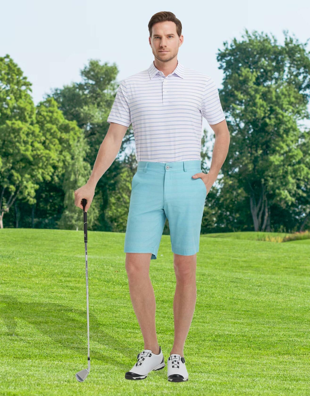 M MAELREG Men's Golf Performance Quick Dry Lightweight Shorts Lake Blue Size 30