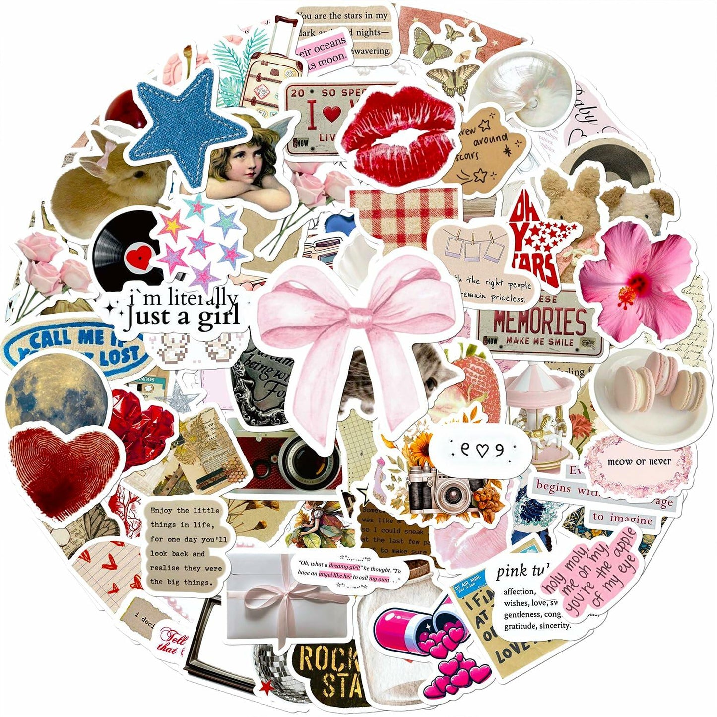 Scrapbook Stickers Vinyl Waterproof 100 PCS Multi-use Colorful Decals