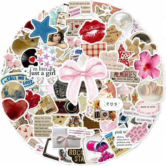 Scrapbook Stickers Vinyl Waterproof 100 PCS Multi-use Colorful Decals