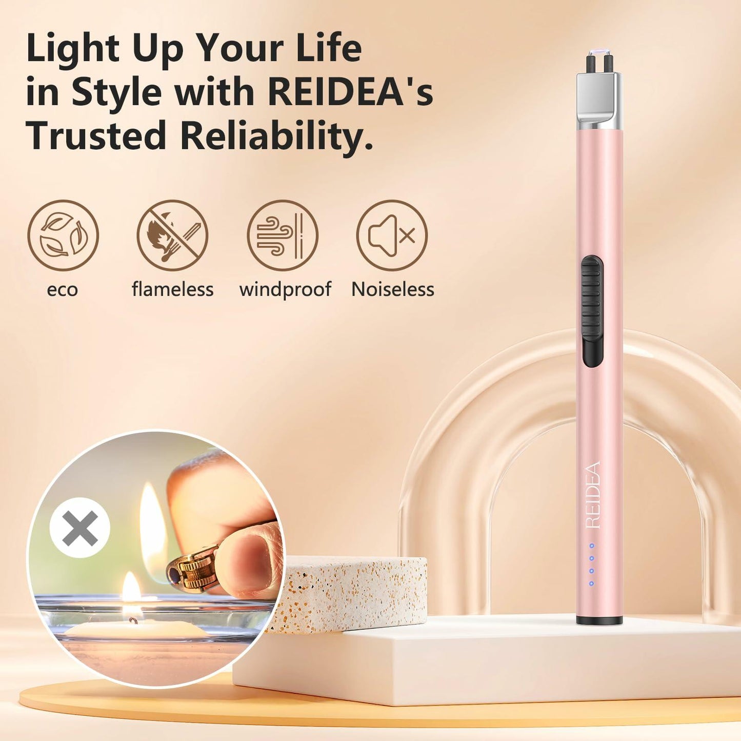 REIDEA Lighter S4 Pro Electric USB Rechargeable Safety Lock LED Lavender Purple