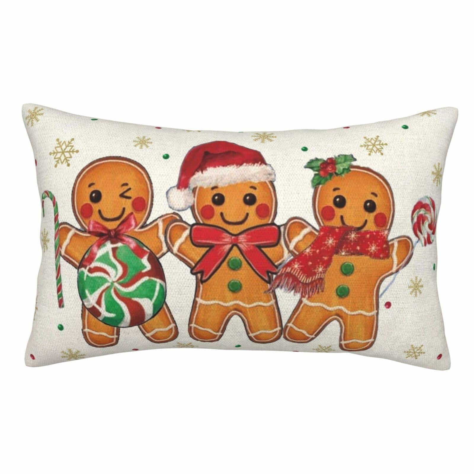 OFIRD Merry Christmas Pillow Covers 12x20 Green Linen Pack of 2 Lumbar Case