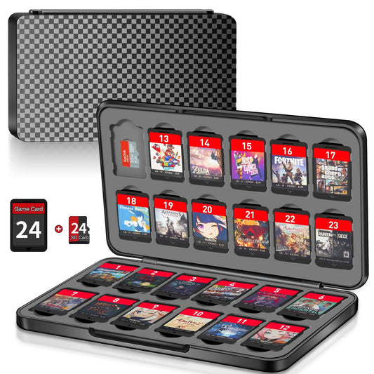 Switch Game Case Holder 24 Cartridge Slots 24 Micro SD Storage Slim Portable