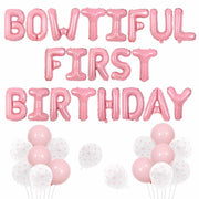 Pink Bow 1st Birthday Balloons Kit Girls Party Supplies Foil Latex Decor