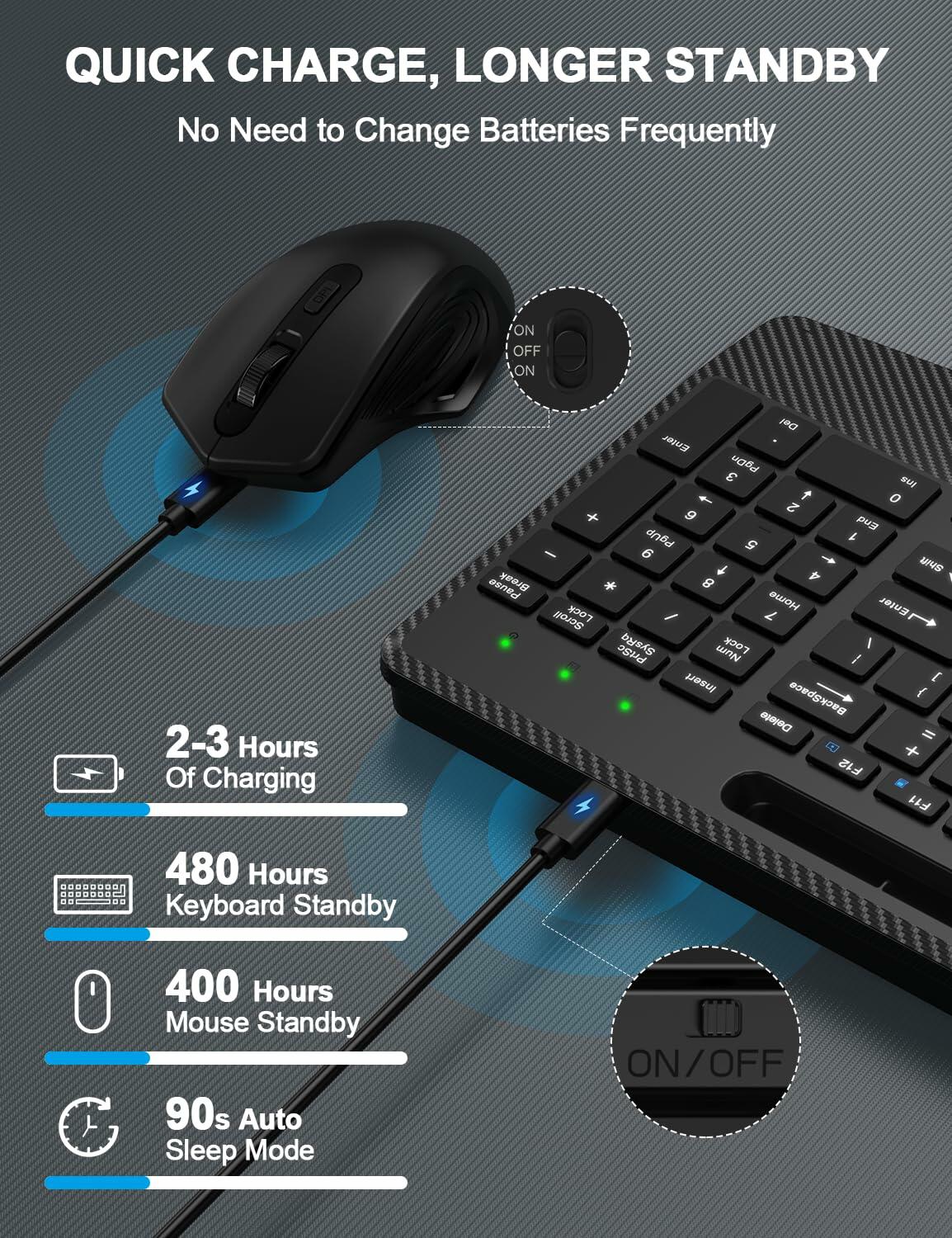 Wireless Keyboard Mouse Combo Ergonomic Wrist Rest Phone Holder White