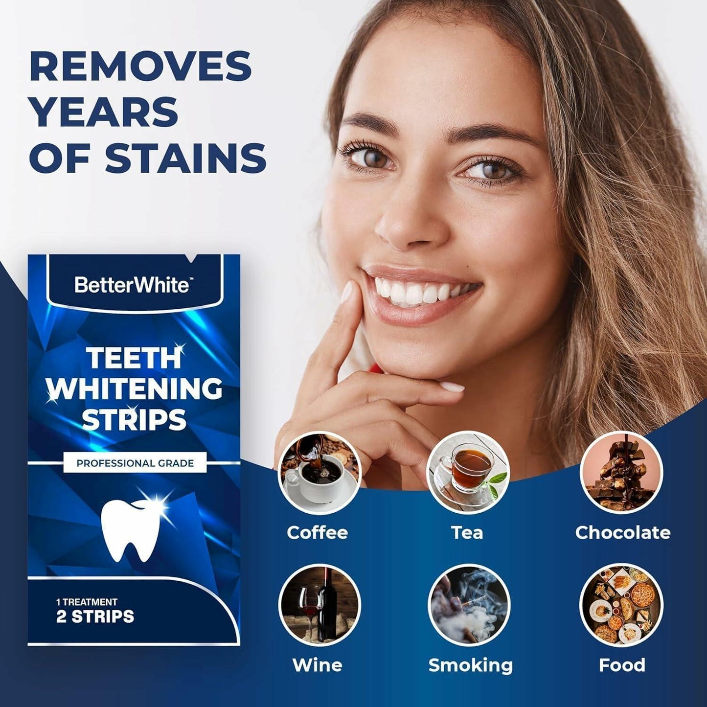 BetterWhite Teeth Whitening Strips 14 Peroxide-Free Professional 7 Treatments