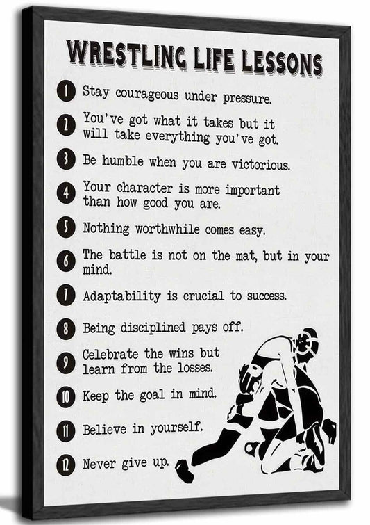 HSHFKLH Inspirational Wrestling Life Lessons Canvas Wall Art Motivational Poster
