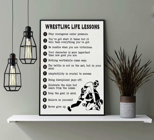 HSHFKLH Inspirational Wrestling Life Lessons Canvas Wall Art Motivational Poster