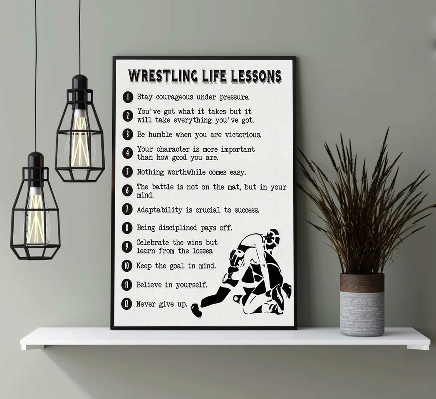 HSHFKLH Inspirational Wrestling Life Lessons Canvas Wall Art Motivational Poster