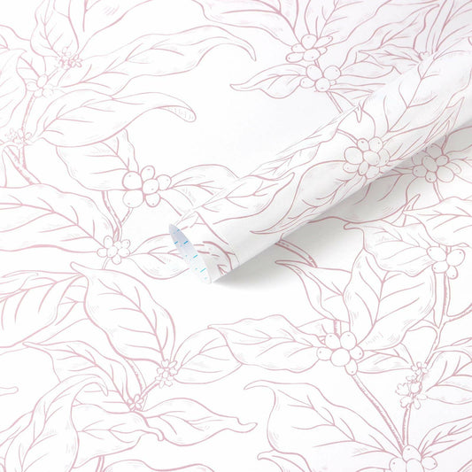 Heroad Boho Floral Peel & Stick Wallpaper Pink White 17.3x78.7in Vinyl