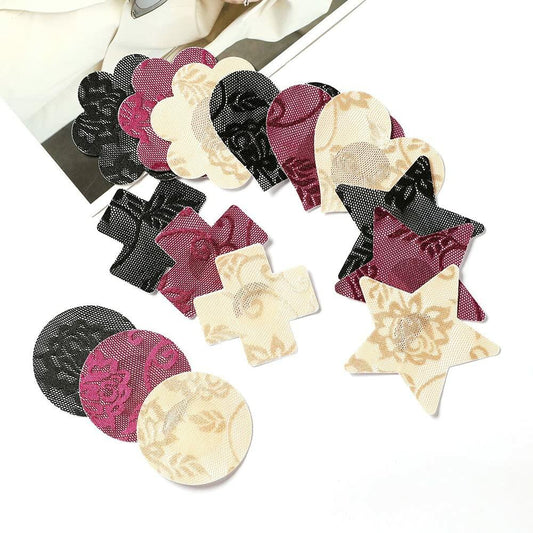 JROZXF Lace Nipple Pasties Adhesive Disposable Bra Covers 15 Pairs Size 3.2inch