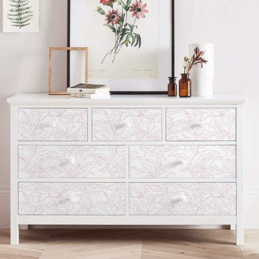 Heroad Boho Floral Peel & Stick Wallpaper Pink White 17.3x78.7in Vinyl