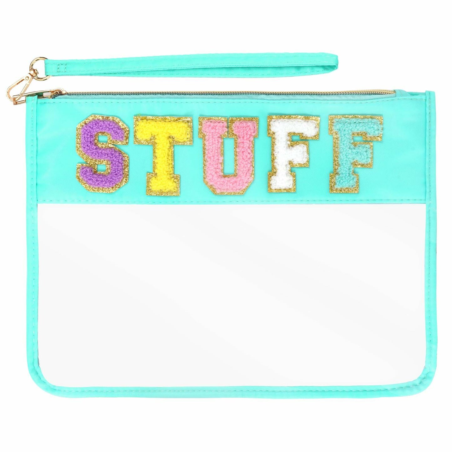 Rthjsfj Chenille Letter Clear Travel Makeup Bag Nylon Red-Beach