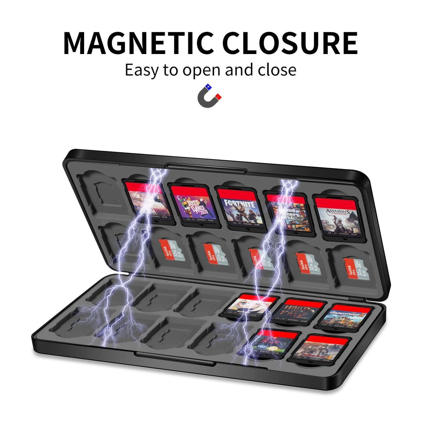 Switch Game Case Holder 24 Cartridge Slots 24 Micro SD Storage Slim Portable