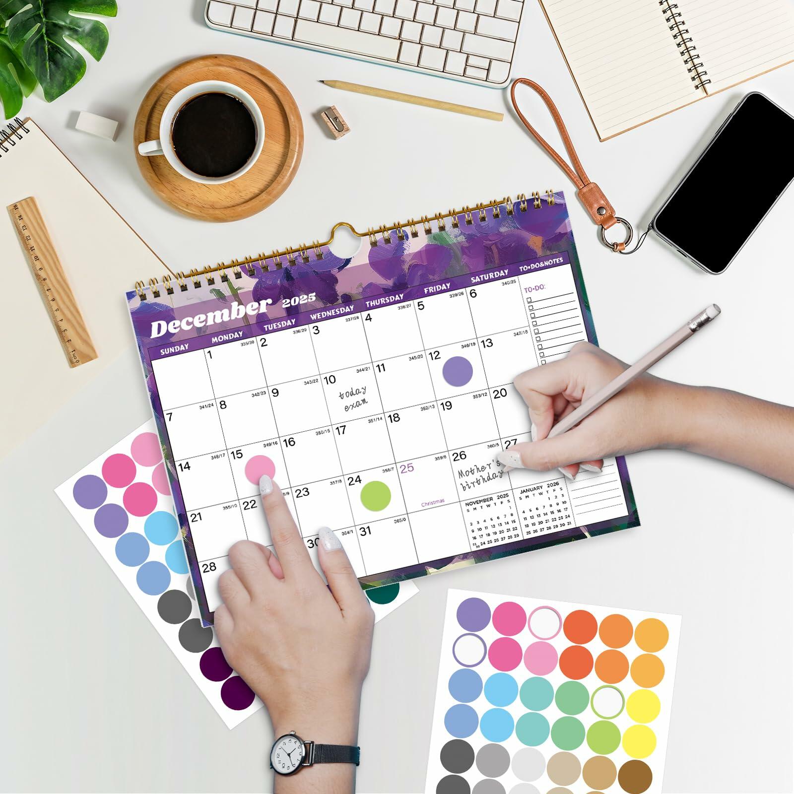 XISIDO 18-Month Wall Calendar 2025-2026 11x8.5 Flower Julian Dates