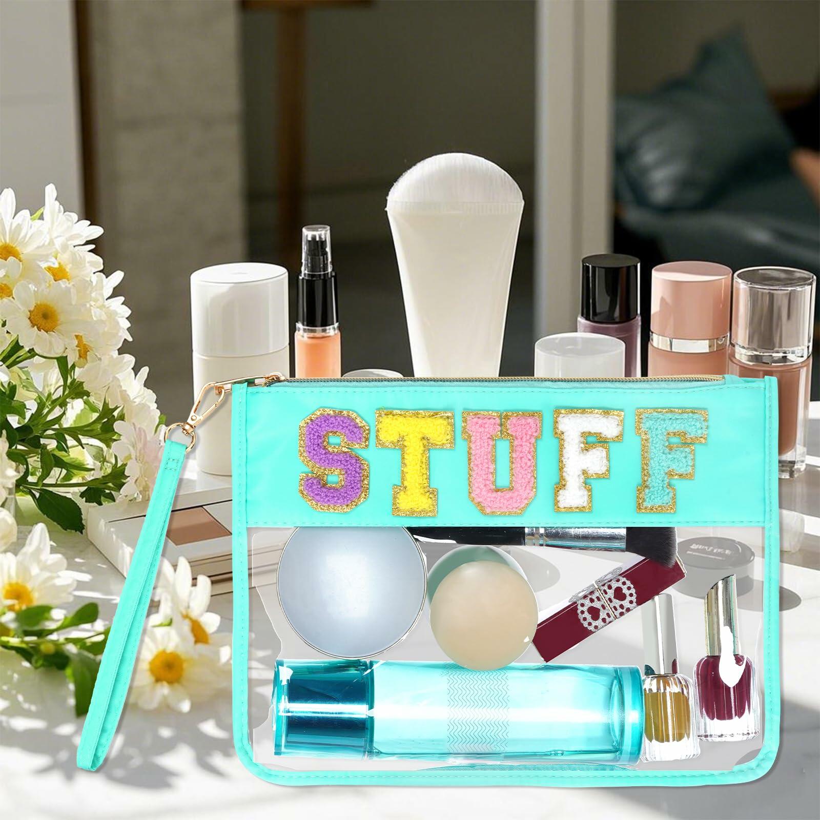 Rthjsfj Chenille Letter Clear Travel Makeup Bag Nylon Red-Beach