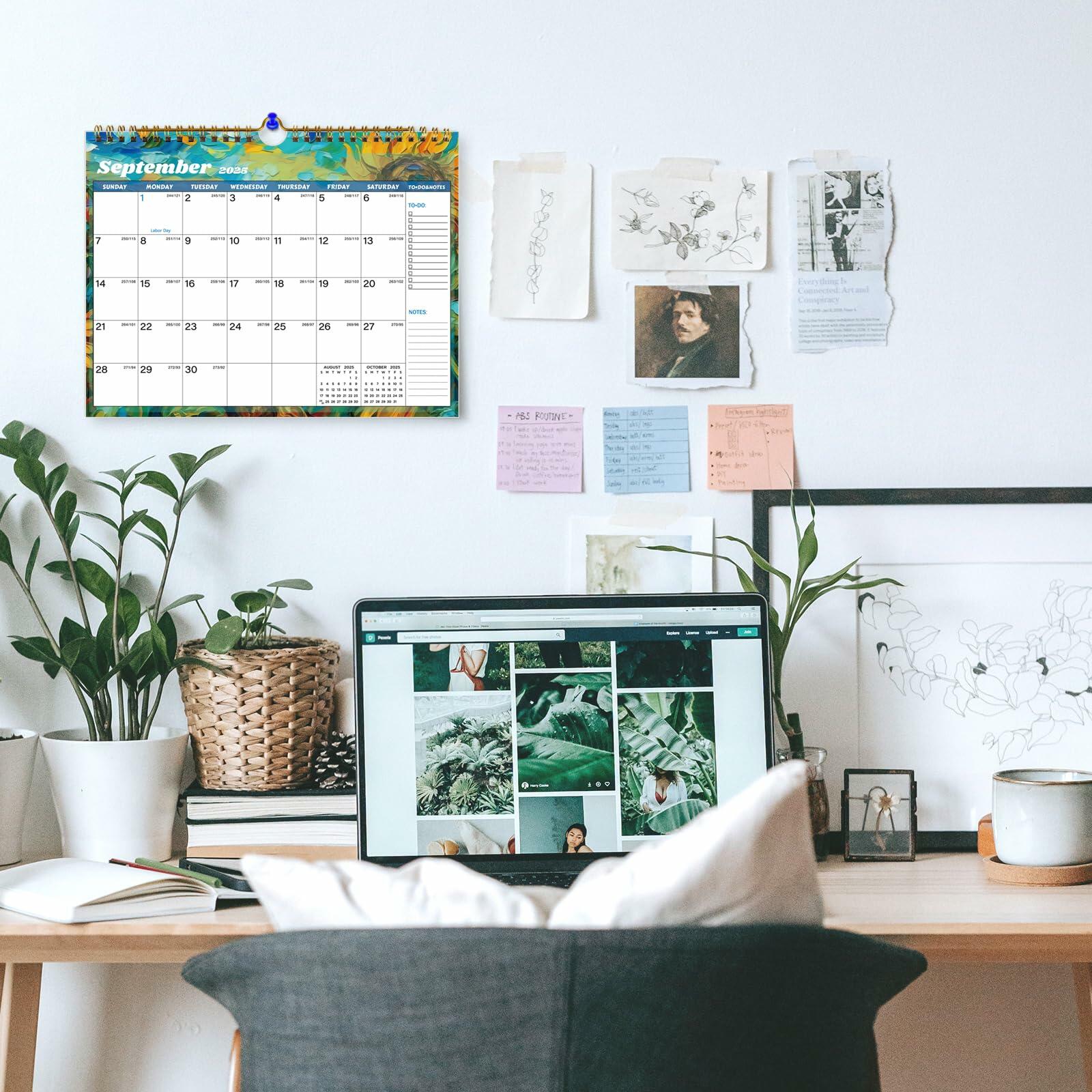 XISIDO 18-Month Wall Calendar 2025-2026 11x8.5 Flower Julian Dates