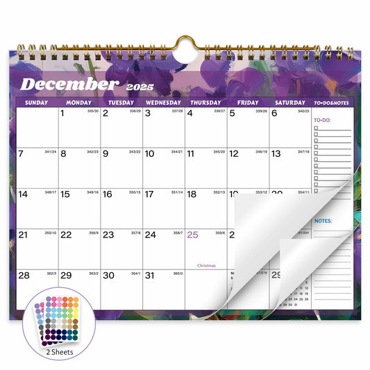 XISIDO 18-Month Wall Calendar 2025-2026 11x8.5 Flower Julian Dates
