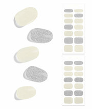 DUKASOU Semi Cured Gel Nail Strips 28 pcs Creamy White Glitter UV Light