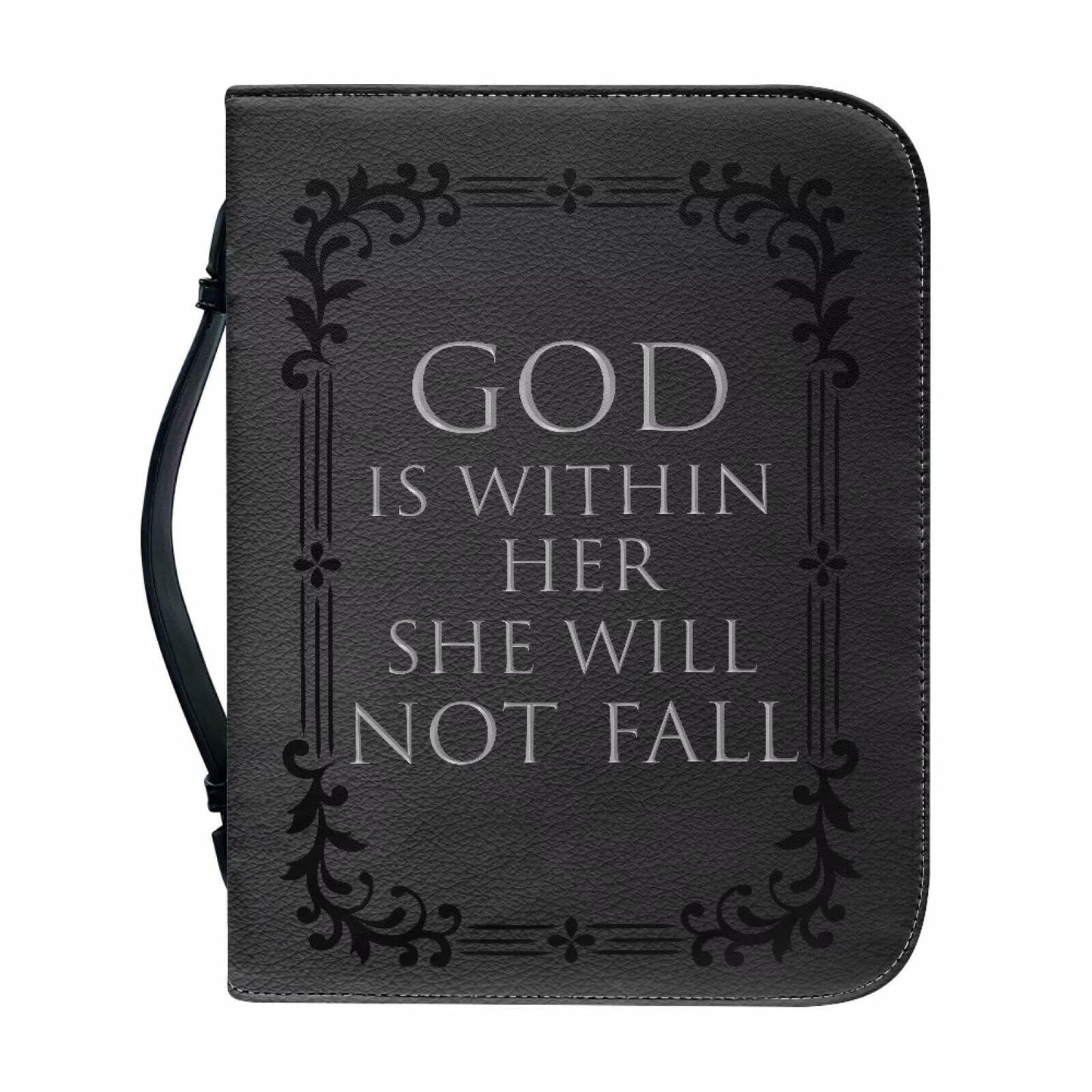Rshubino Leather Bible Cover Case with Handle Black Fits 2XL Size Bible