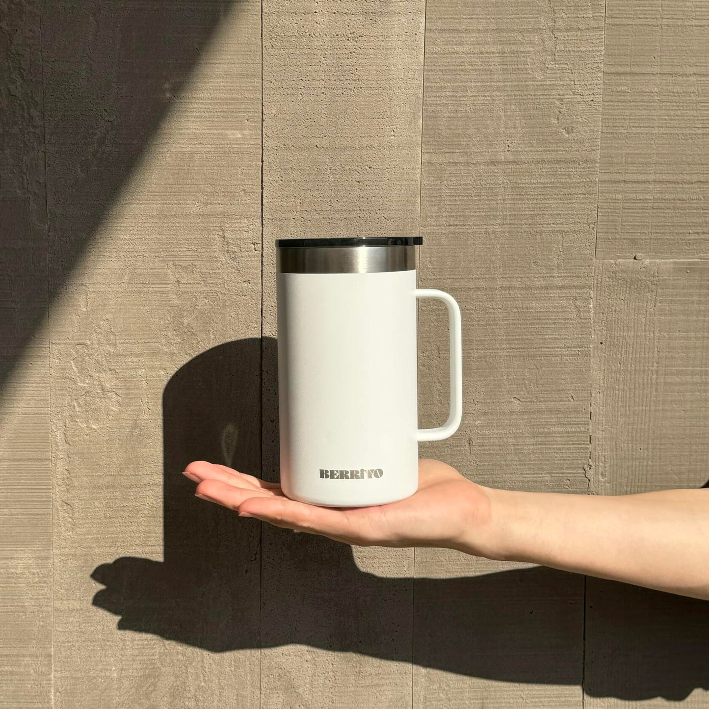 Berriyo 22oz Stainless Steel Insulated Coffee Mug w/ Handle & Sliding Lid Black