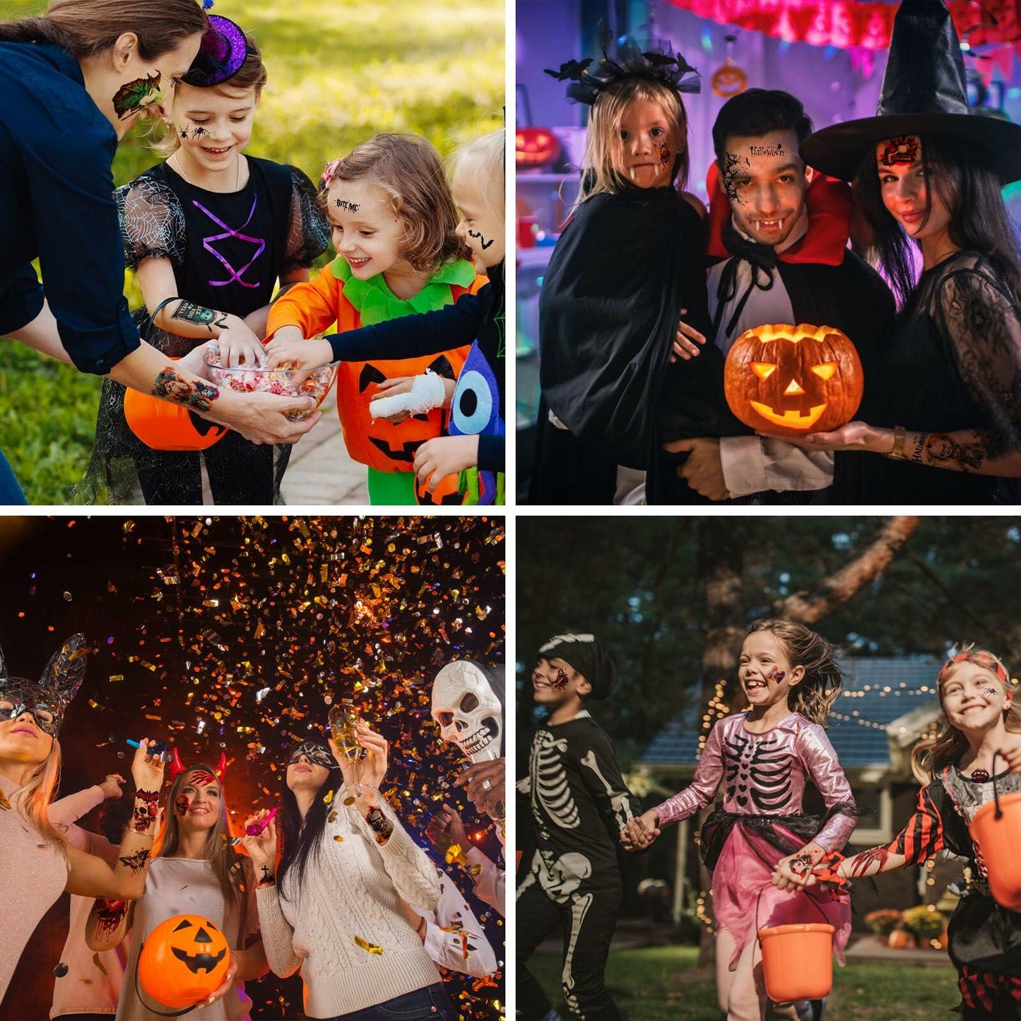 Halloween Temporary Tattoos 36 Sheets Scary Joker Pumpkin Skull Ghost Bats