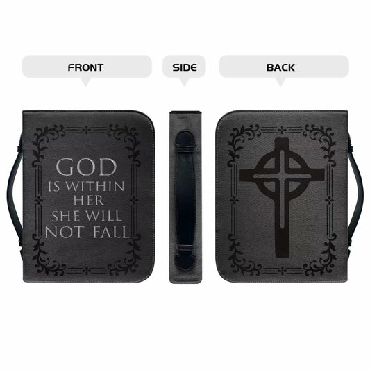 Rshubino Leather Bible Cover Case with Handle Black Fits 2XL Size Bible