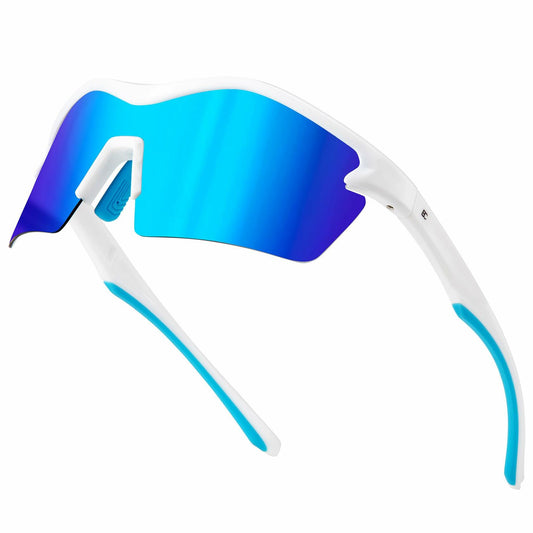 BIRCEN Baseball Cycling Sunglasses Men Women MTB Sports Blue Lens White Frame