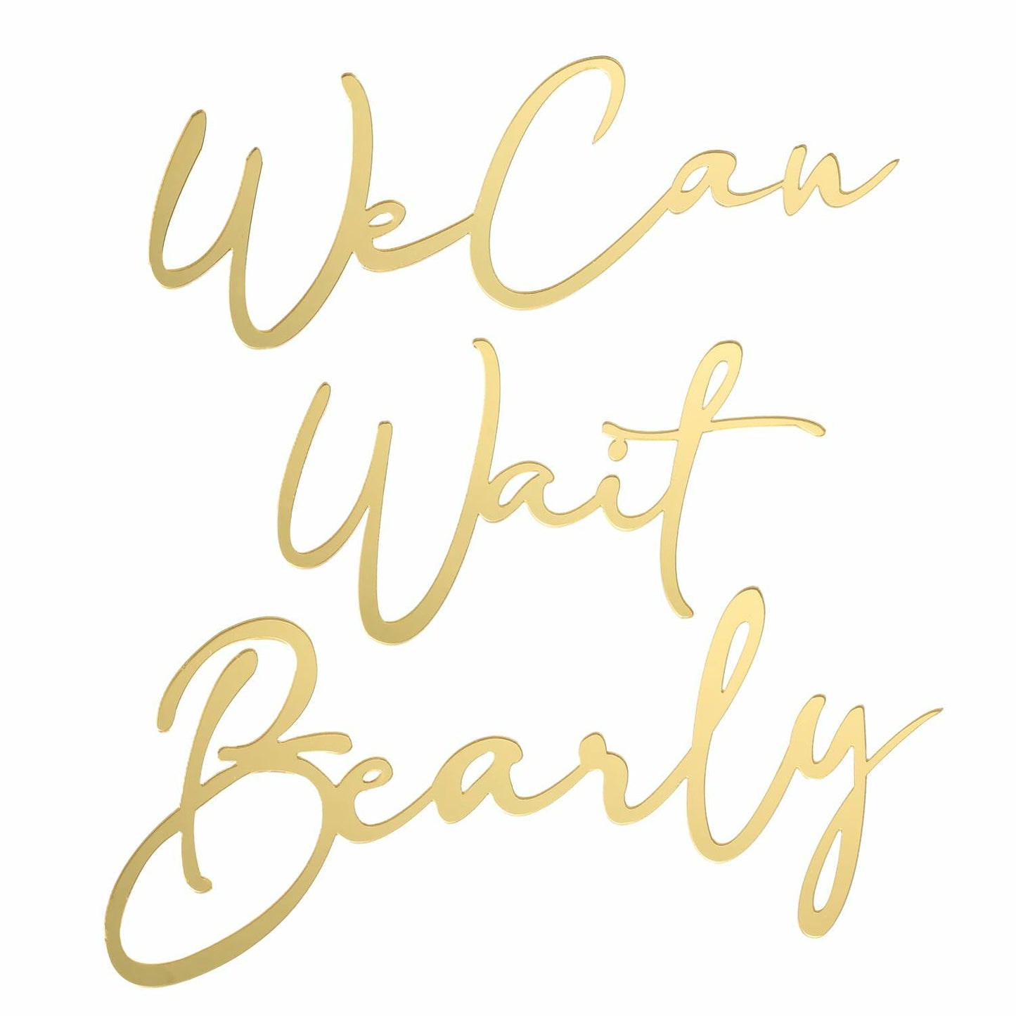 We Can Bearly Wait Gold Acrylic Cake Charm Baby Shower Gender Reveal
