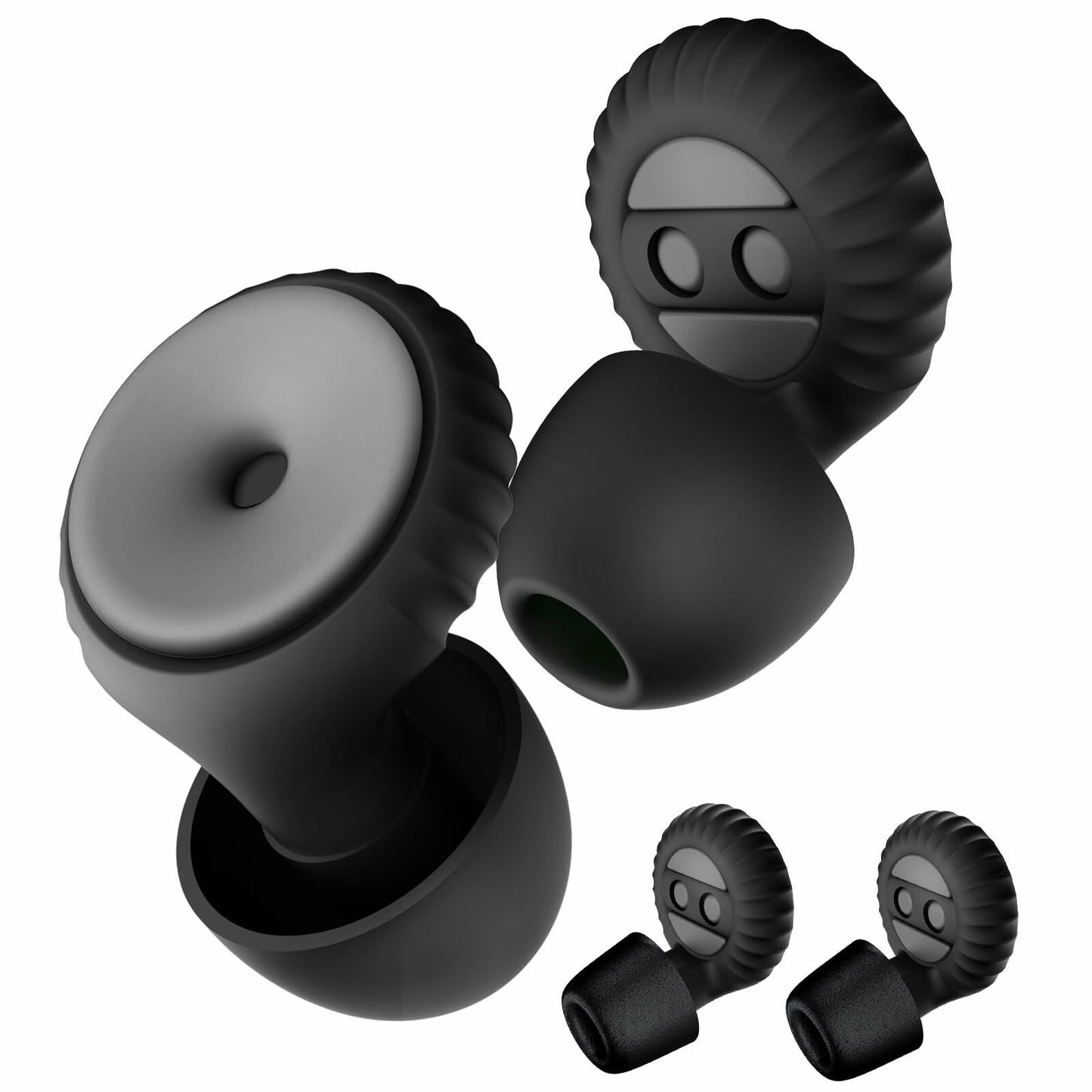 BNU Ear Plugs Noise Cancelling 25-35dB Reusable 2 Pairs S/M/L Black