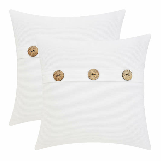 CaliTime Corduroy Striped Throw Pillow Cases 12x20 White Pack of 2