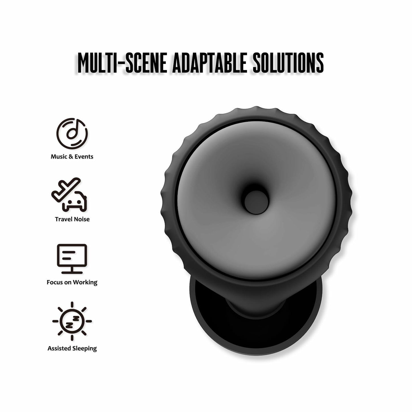 BNU Ear Plugs Noise Cancelling 25-35dB Reusable 2 Pairs S/M/L Black