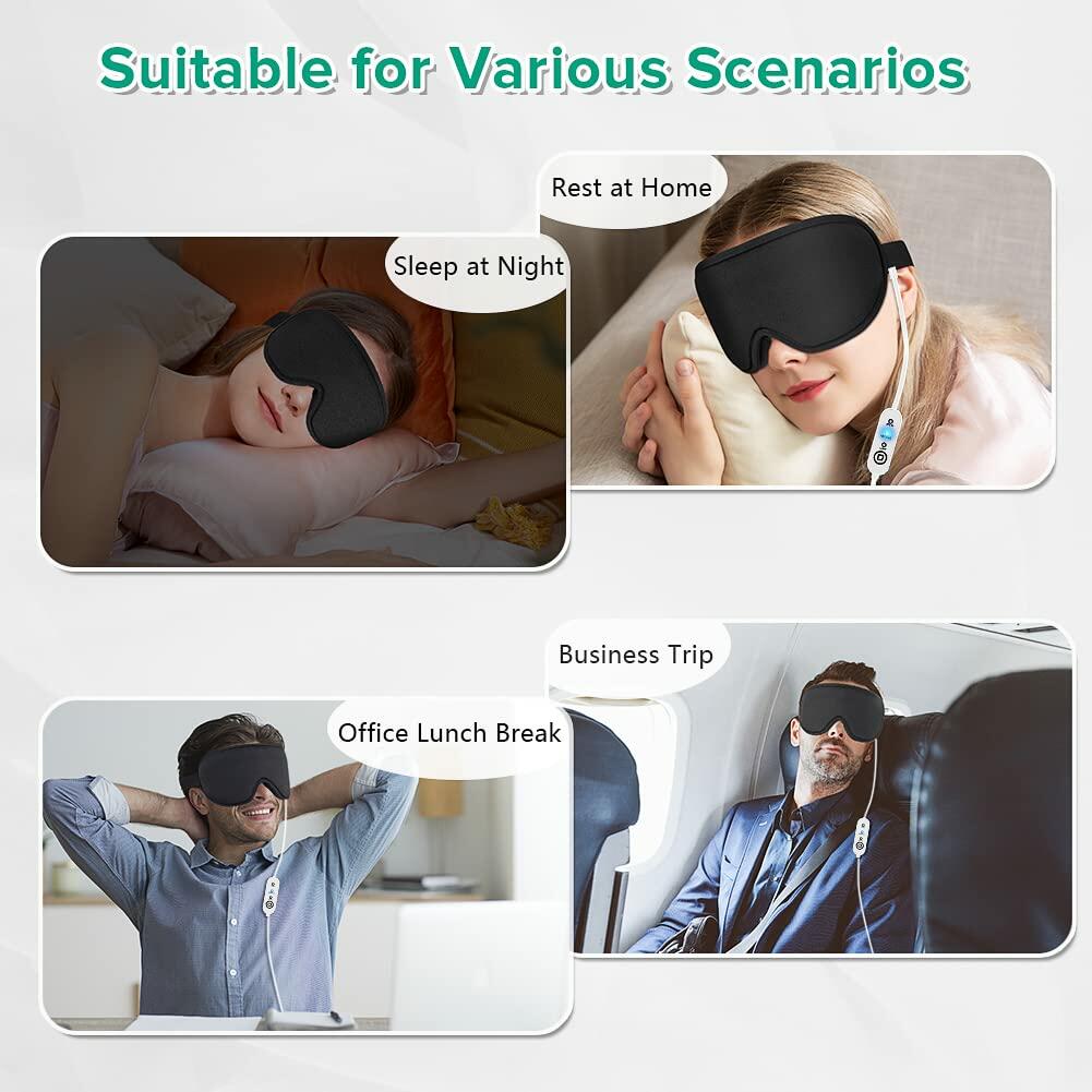 Betidom Heated Eye Mask USB Electric Steam Warm Compress Black 1 Count