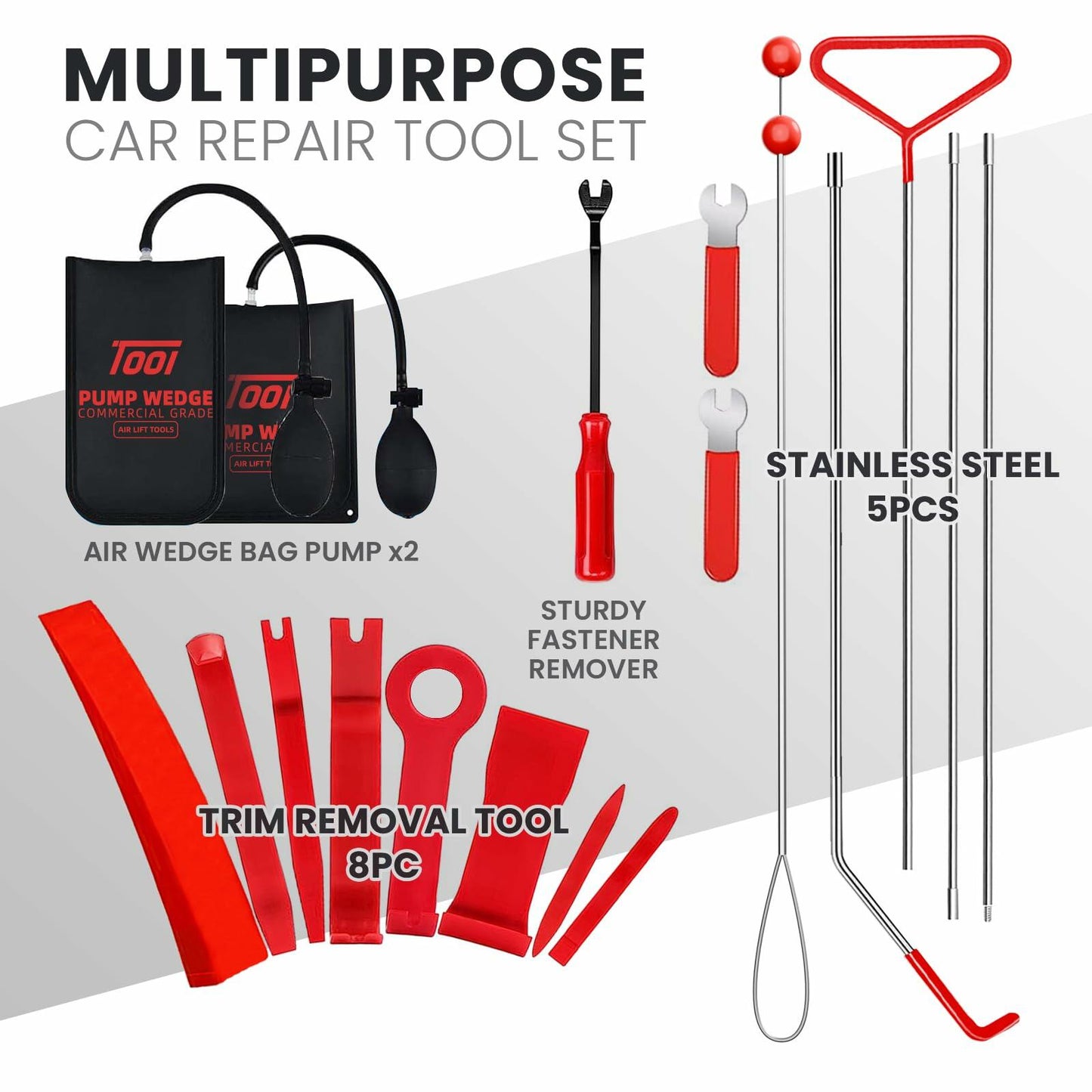 Generic Tow Hooks Set 68-Inch J-Hook 23 Pieces Red Forged Steel