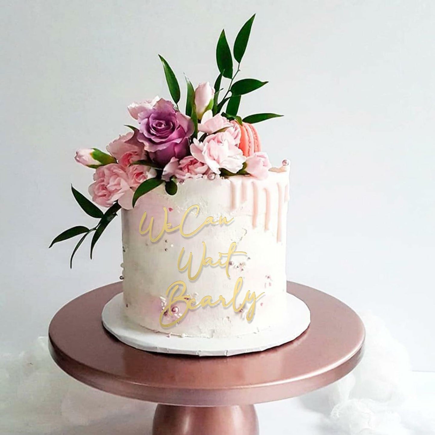 We Can Bearly Wait Gold Acrylic Cake Charm Baby Shower Gender Reveal