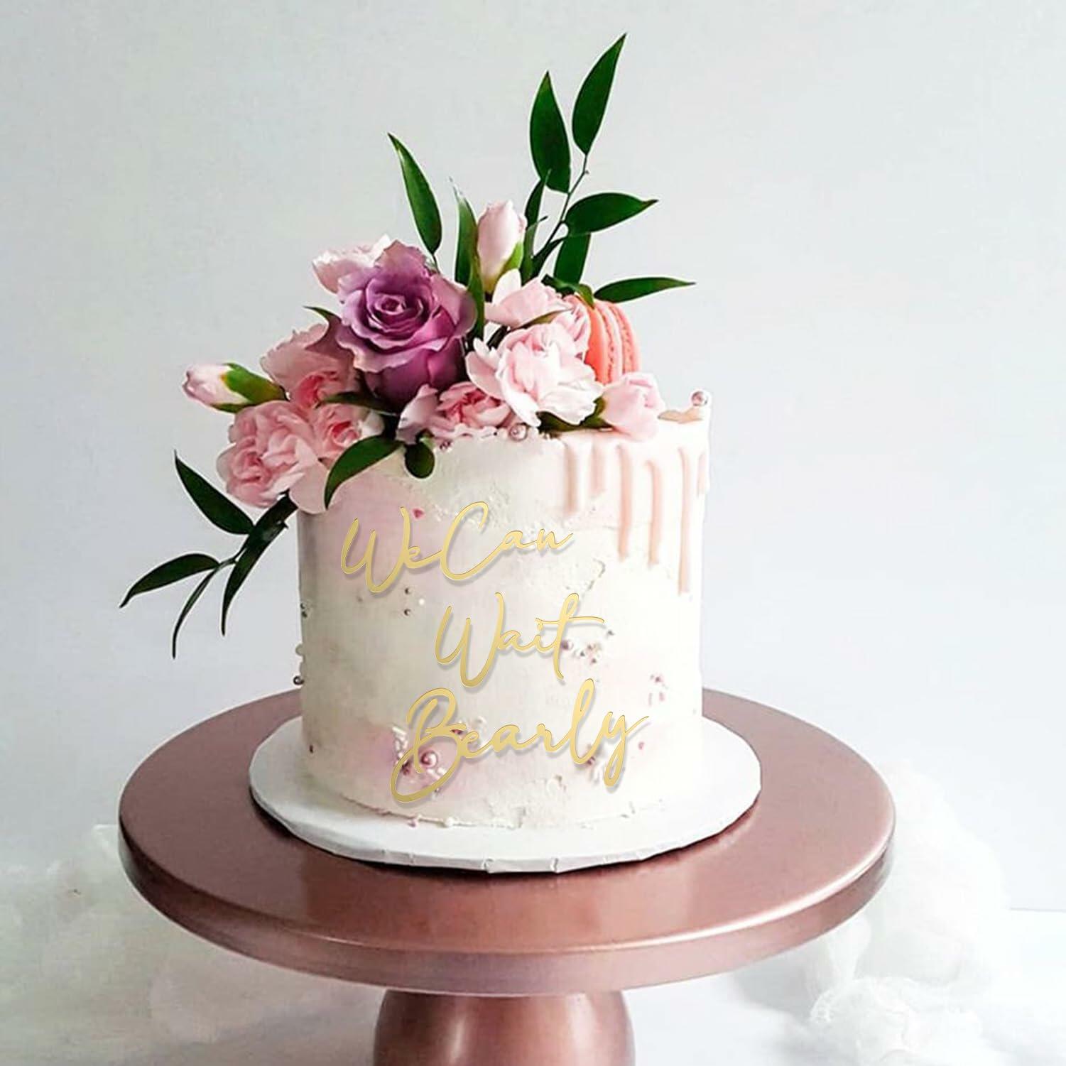 We Can Bearly Wait Gold Acrylic Cake Charm Baby Shower Gender Reveal