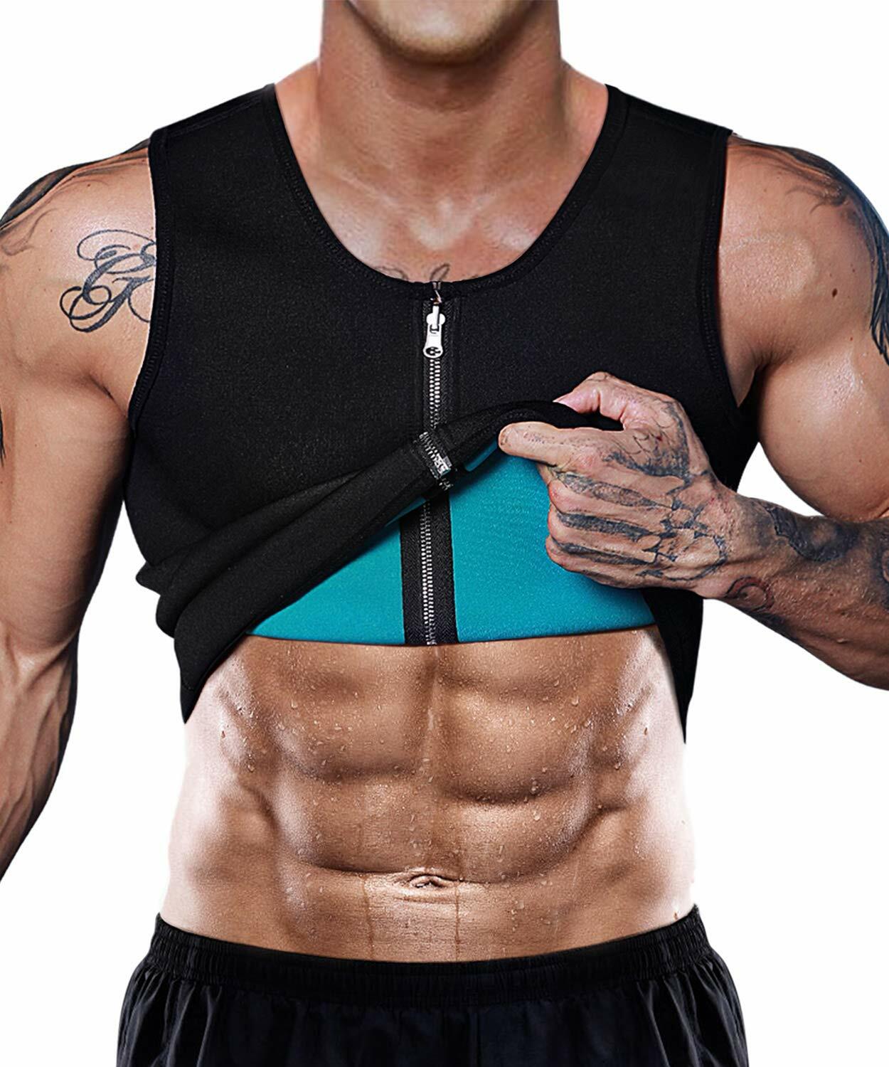DoLoveY Men Sweat Sauna Vest Waist Trainer Body Shaper Neoprene Black 3XL